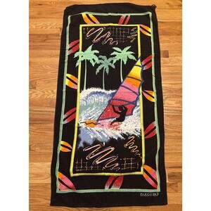 Vintage 1980s Wind Surfing Retro Colorful Beach Towel 54”x27”